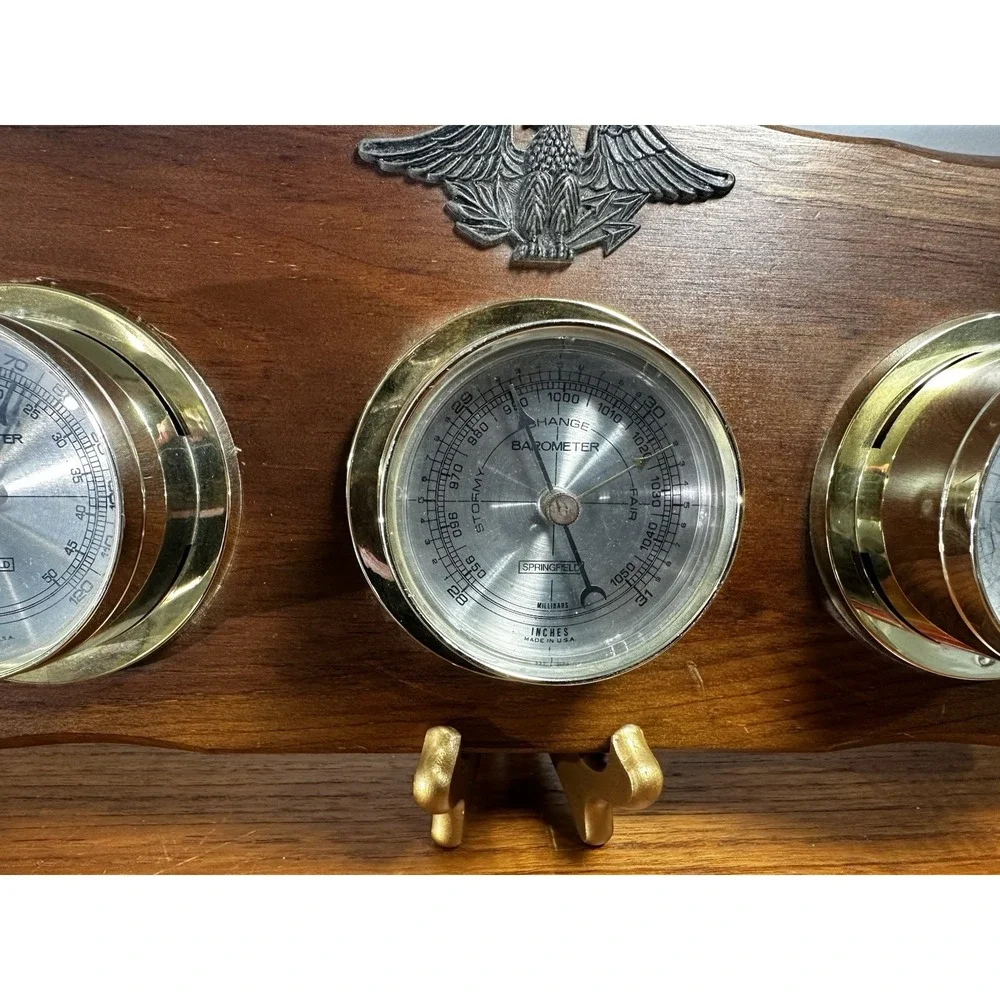 Vintage Springfield USA Eagle Weather Station Thermometer Barometer Hygrometer